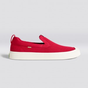 Cariuma Low Top Bamboo Weave Knit Vegan IBI Slip-On Heren Rood | IYCD26143