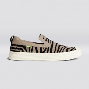 Cariuma Low Top Bamboo Weave Knit Vegan IBI Slip-On Heren Zebra Print | UBQA32589