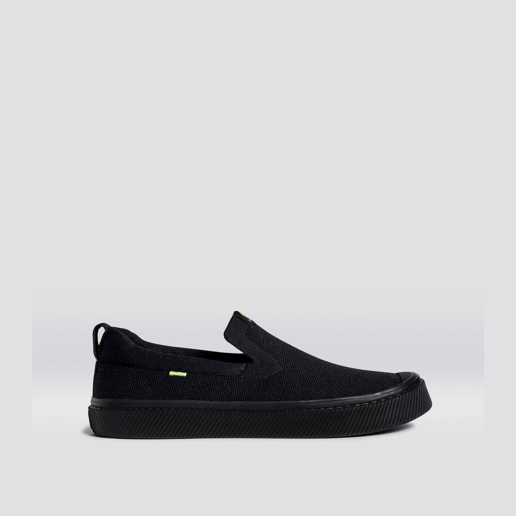 Cariuma Low Top Bamboo Weave Knit IBI Slip-On Heren Zwart | KTRD82140