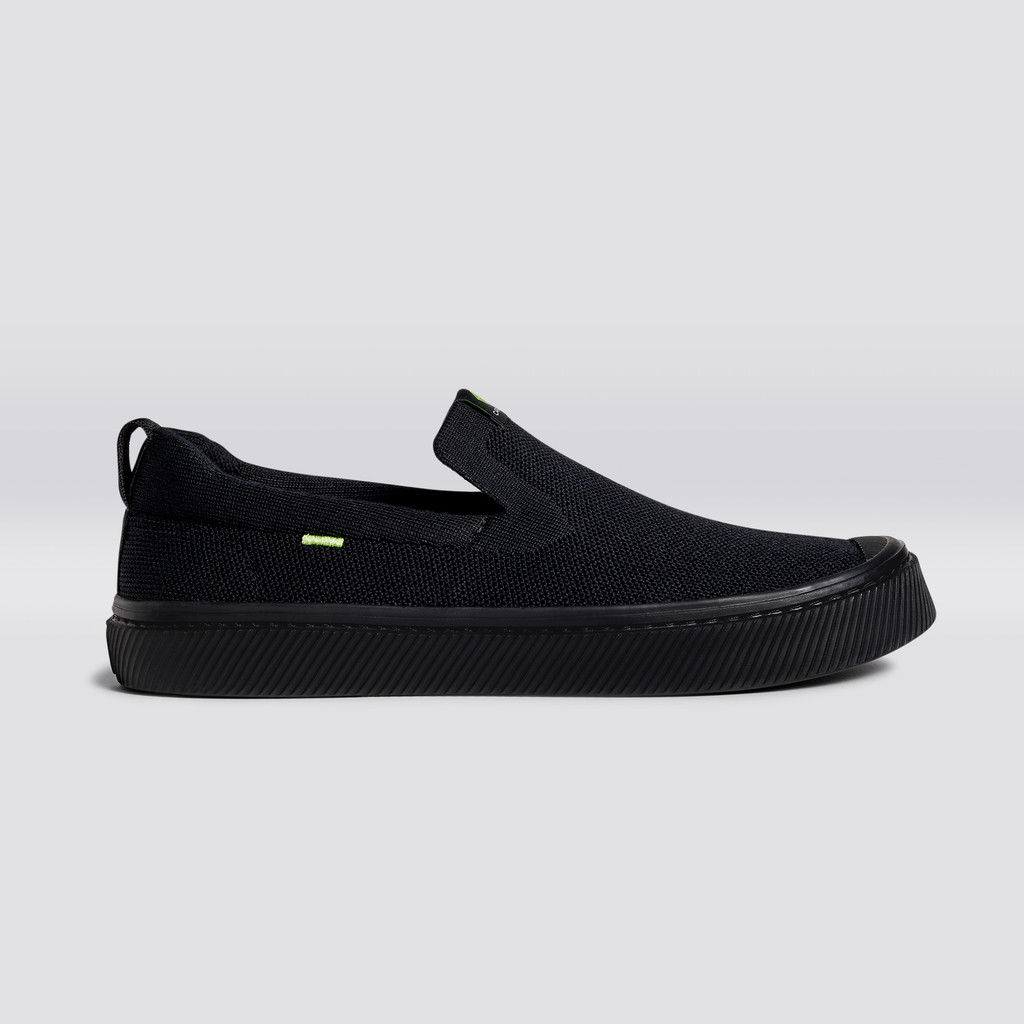 Cariuma Low Top Bamboo Weave Knit IBI Slip-On Heren Zwart | KTRD82140