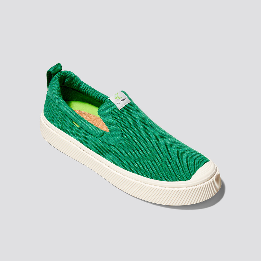 Cariuma Low Top Bamboo Weave Knit Vegan IBI Slip-On Heren Groen | LPMS19573