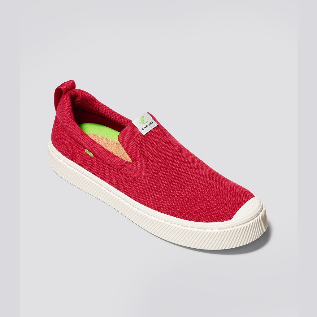 Cariuma Low Top Bamboo Weave Knit Vegan IBI Slip-On Heren Rood | IYCD26143