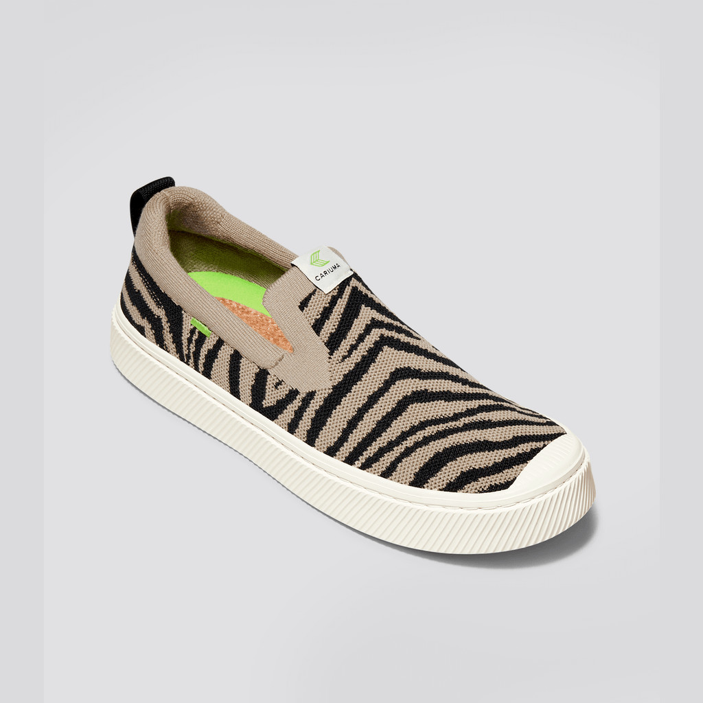 Cariuma Low Top Bamboo Weave Knit Vegan IBI Slip-On Dames Zebra Print | KAOH61934