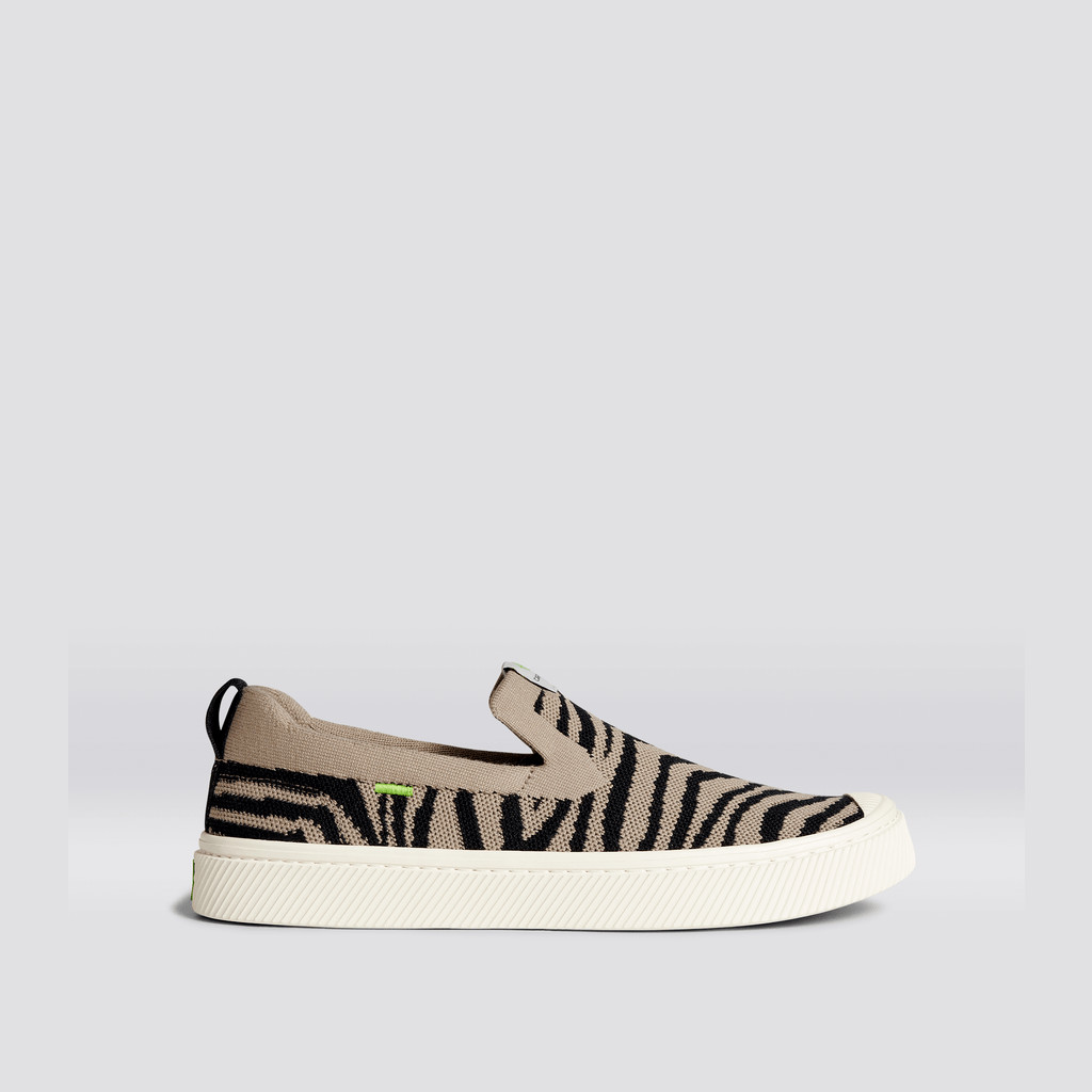 Cariuma Low Top Bamboo Weave Knit Vegan IBI Slip-On Dames Zebra Print | KAOH61934